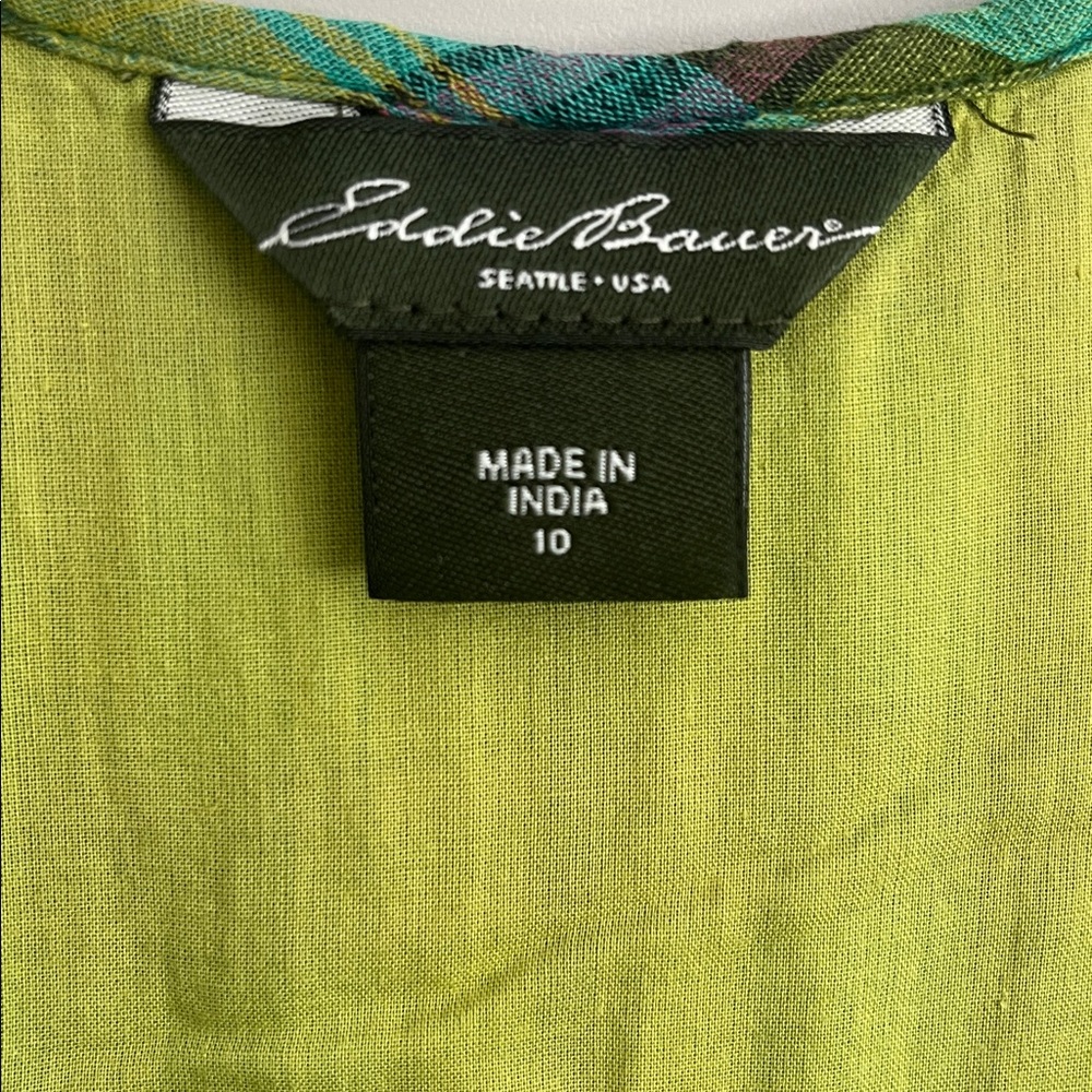 Eddie Bauer Green Cotton Fully Lined Dress - 10 - Picture 2 of 5